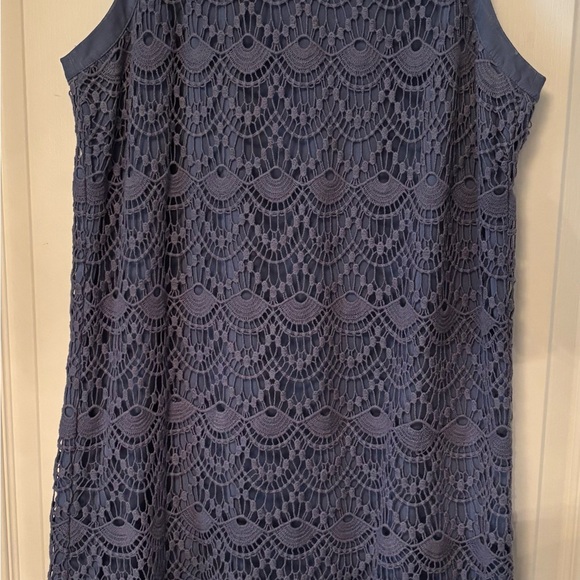 LOFT Size 10 Lace Overlay Dress in Slate Blue - Picture 2 of 7